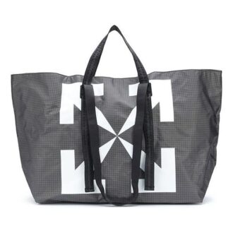 Bolso de Mano gris con estampado de flechas Blanco