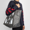 Bolso de Mano gris con estampado de flechas Blanco