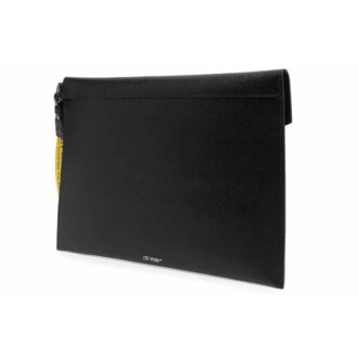 Bolso de mano tipo sobre de piel unisex negro y blanco