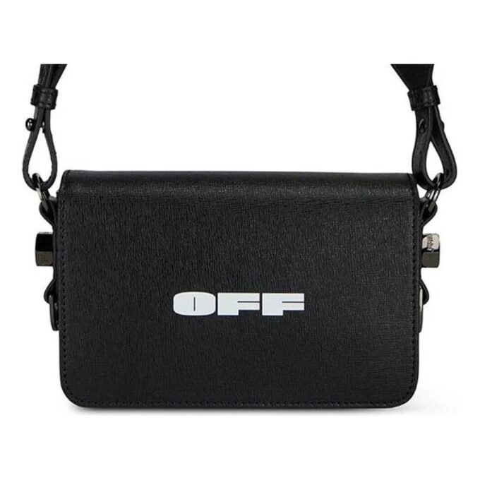 Bolso mini con solapa y logotipo de Off-White «Negro/Blanco»