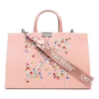 Bolso Off-White con estampado de flores y flechas, rosa