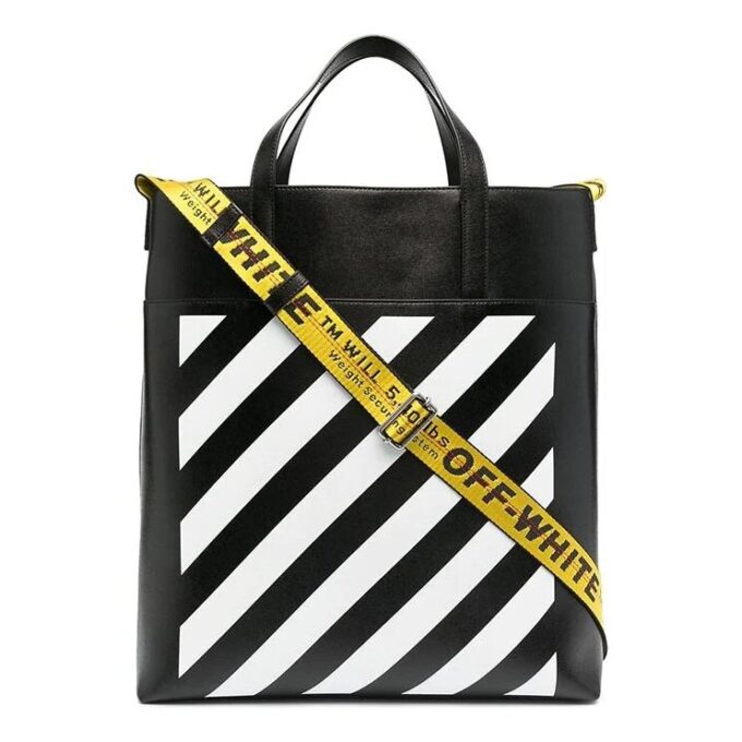 Bolso tote de cuero con logotipo «Negro»