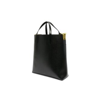 Bolso tote de cuero con logotipo «Negro»