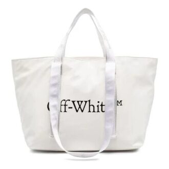 Bolso tote de lona con logo impreso, blanco