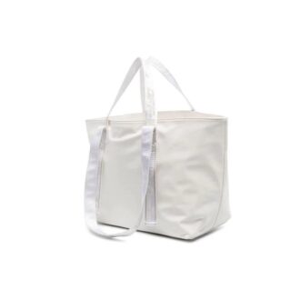 Bolso tote de lona con logo impreso, blanco