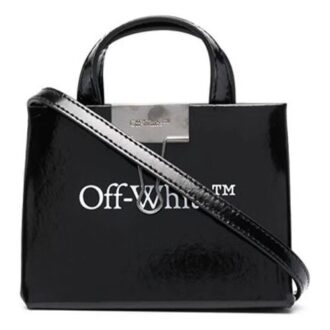 Bolsos de Mano Off-White Baby Box Logo Mini Negro