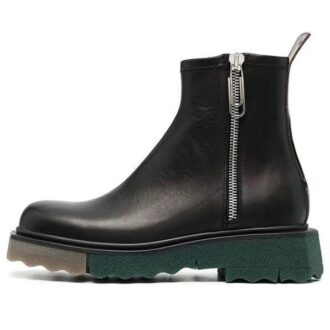 Bota de cuero con cremallera y suela de esponja «Black»