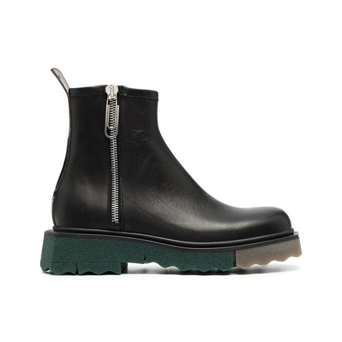 Bota de cuero con cremallera y suela de esponja «Black»