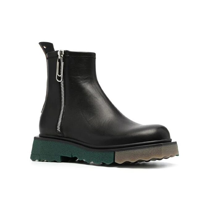 Bota de cuero con cremallera y suela de esponja «Black»