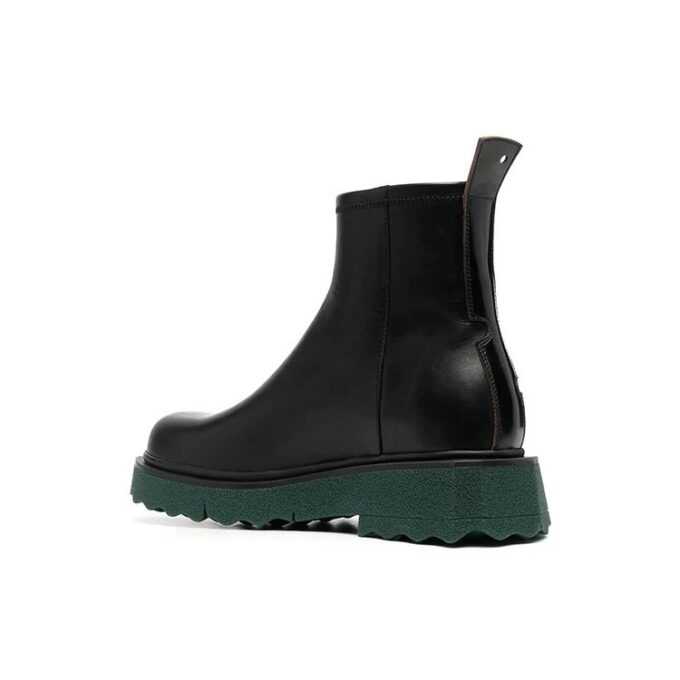 Bota de cuero con cremallera y suela de esponja «Black»