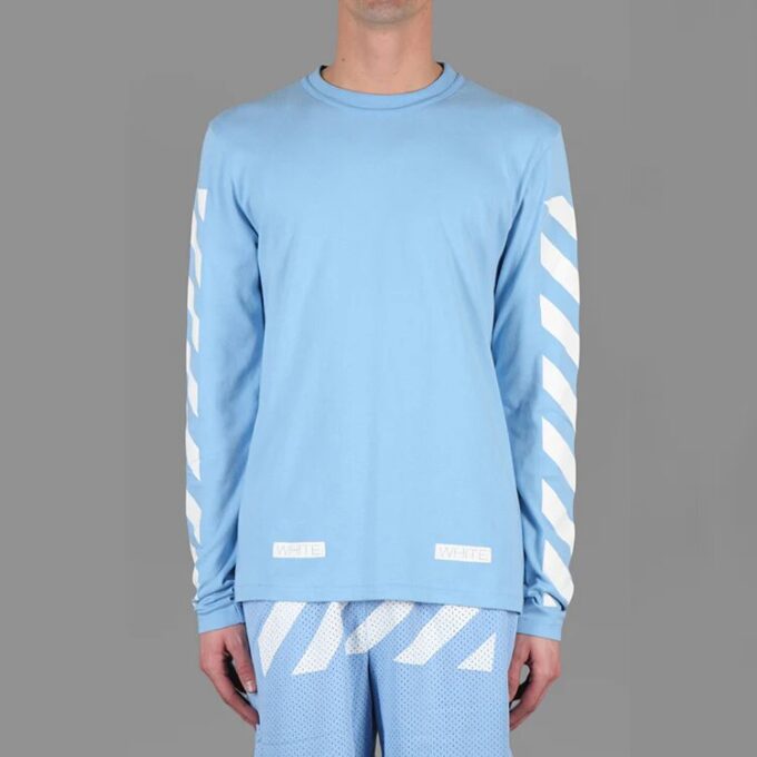 C/O 13 Camiseta de manga larga unisex con rayas alfabéticas azul o 13T