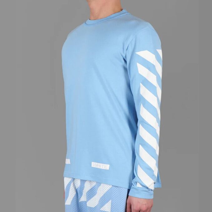 C/O 13 Camiseta de manga larga unisex con rayas alfabéticas azul o 13T