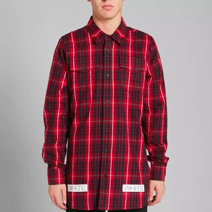 C O Virgil Abloh Camisa con rayas diagonales en la espalda «Negro Rojo»
