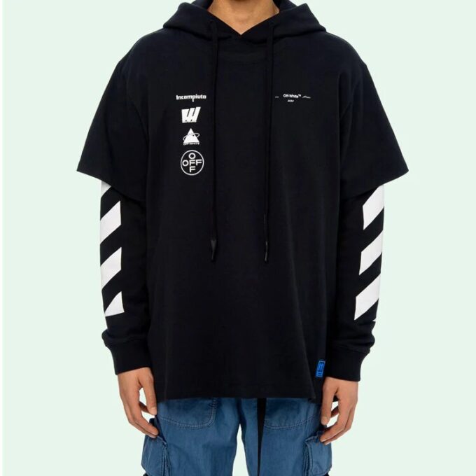 C/O Virgil Abloh Camiseta con capucha para hombre negra Diag Mariana