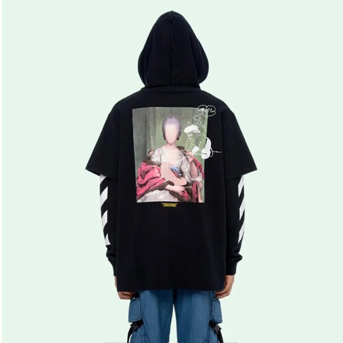 C/O Virgil Abloh Camiseta con capucha para hombre negra Diag Mariana