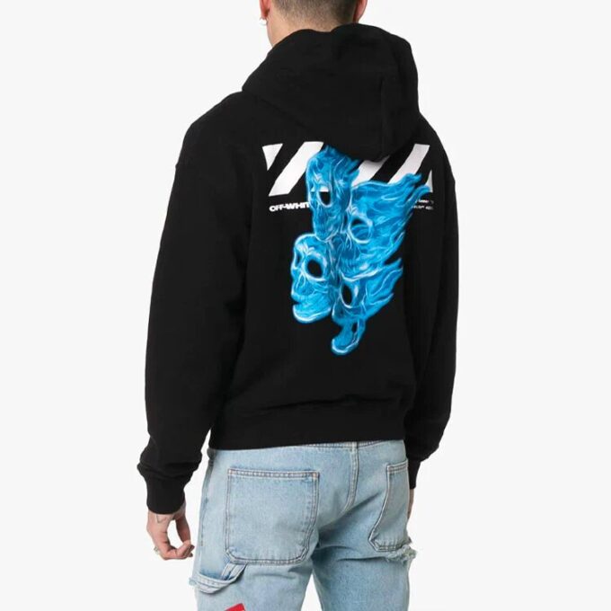 C/O Virgil Abloh Camiseta de hombre negra con calaveras en diagonal