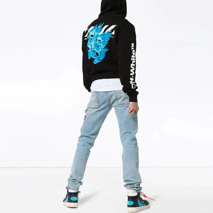 C/O Virgil Abloh Camiseta de hombre negra con calaveras en diagonal