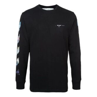 C/O Virgil Abloh Camiseta de manga larga para hombre con diseño de flechas diagonales en negro