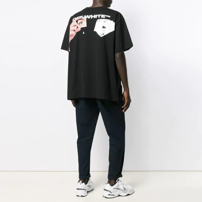 C/O Virgil Abloh Camiseta negra de hombre con corte a mano