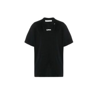 C/O Virgil Abloh Camiseta slim para hombre con logo de líneas onduladas, color negro