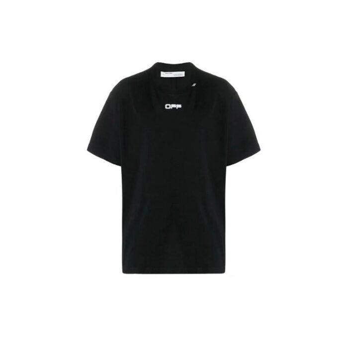 C/O Virgil Abloh Camiseta slim para hombre con logo de líneas onduladas, color negro