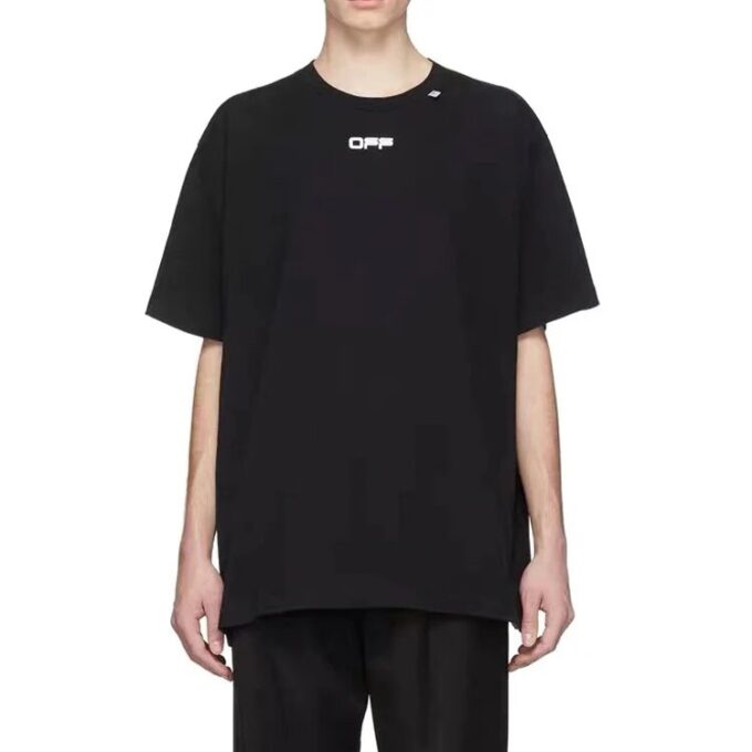C/O Virgil Abloh Camiseta slim para hombre con logo de líneas onduladas, color negro