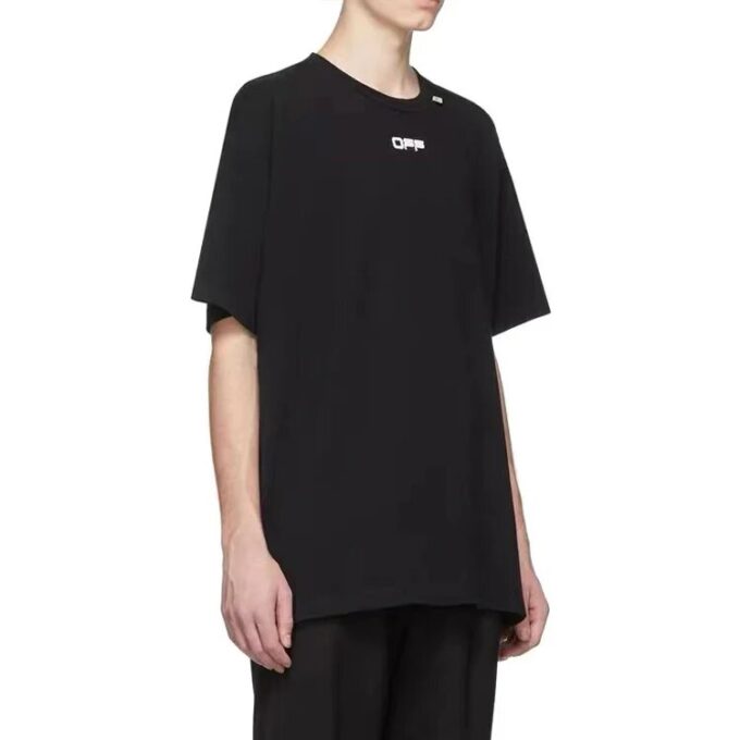 C/O Virgil Abloh Camiseta slim para hombre con logo de líneas onduladas, color negro