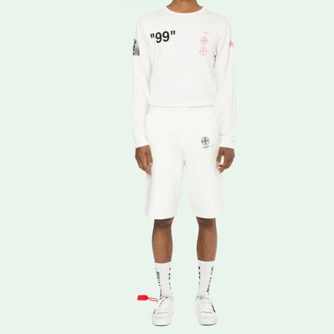 c/o virgil abloh For Men’s Pantalones cortos de chándal blancos con estampado Diag Stencil Blanco/Rosa