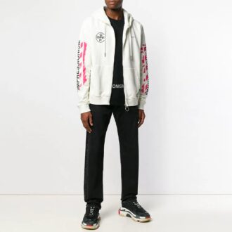 c/o virgil abloh hombre blanco estarcido diagonales cremallera