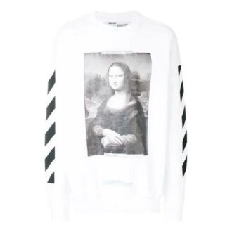 C/O Virgil Abloh Jersey de cuello redondo para hombre Diag Monalisa Blanco