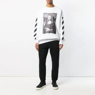 C/O Virgil Abloh Jersey de cuello redondo para hombre Diag Monalisa Blanco