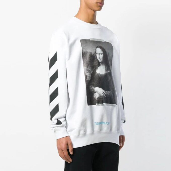 C/O Virgil Abloh Jersey de cuello redondo para hombre Diag Monalisa Blanco