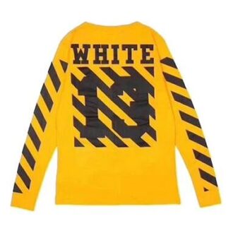 C/O VIRGIL OW 13 Camiseta de manga larga con rayas alfabéticas unisex amarilla