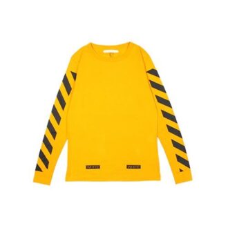 C/O VIRGIL OW 13 Camiseta de manga larga con rayas alfabéticas unisex amarilla