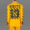 C/O VIRGIL OW 13 Camiseta de manga larga con rayas alfabéticas unisex amarilla