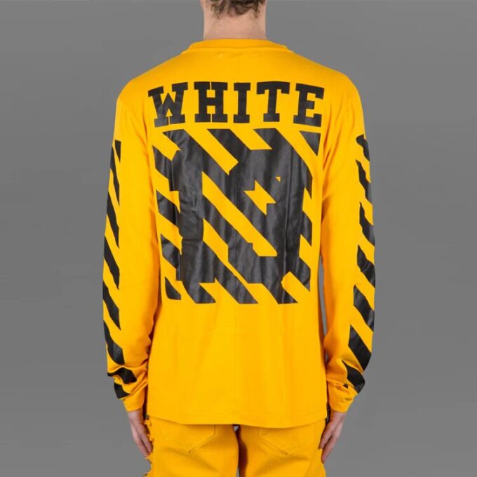 C/O VIRGIL OW 13 Camiseta de manga larga con rayas alfabéticas unisex amarilla