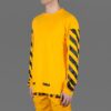 C/O VIRGIL OW 13 Camiseta de manga larga con rayas alfabéticas unisex amarilla