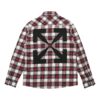 Camisa a cuadros Off-White para hombre SS21 con flecha en la espalda, color rojo