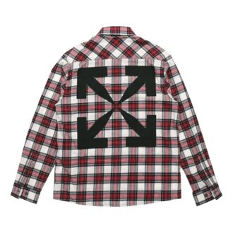 Camisa a cuadros Off-White para hombre SS21 con flecha en la espalda, color rojo