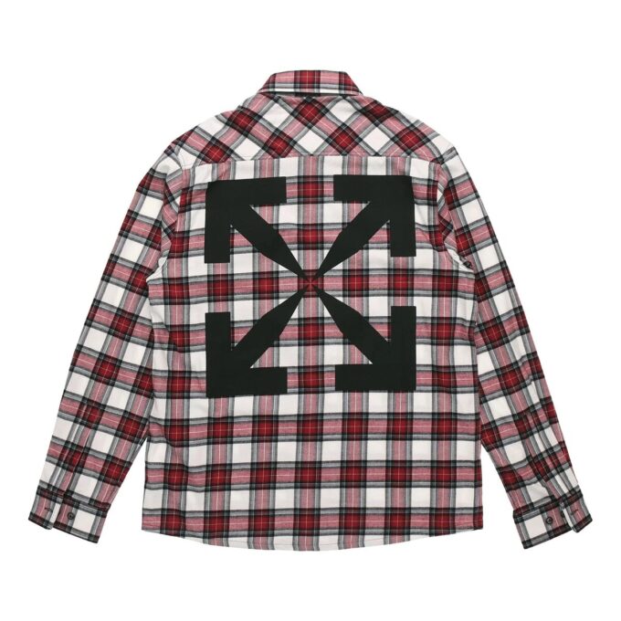 Camisa a cuadros Off-White para hombre SS21 con flecha en la espalda, color rojo