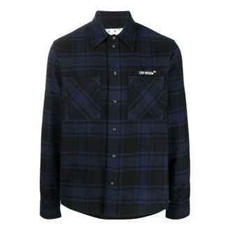 Camisa azul de franela a cuadros con flechas Off-White para hombre