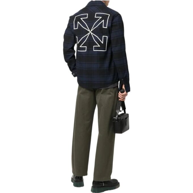 Camisa azul de franela a cuadros con flechas Off-White para hombre