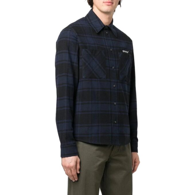 Camisa azul de franela a cuadros con flechas Off-White para hombre