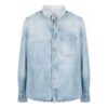 Camisa azul de manga larga con solapa y hebilla Off-White para hombre, colección primavera-verano 2021