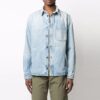 Camisa azul de manga larga con solapa y hebilla Off-White para hombre, colección primavera-verano 2021