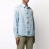 Camisa azul de manga larga con solapa y hebilla Off-White para hombre, colección primavera-verano 2021