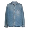 Camisa azul de manga larga holgada de Denim desgastado informal para hombre Off-White FW21