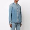 Camisa azul de manga larga holgada de Denim desgastado informal para hombre Off-White FW21