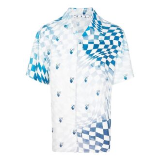 Camisa azul de pantalón corto con estampado de logotipo para hombre de Off-White
