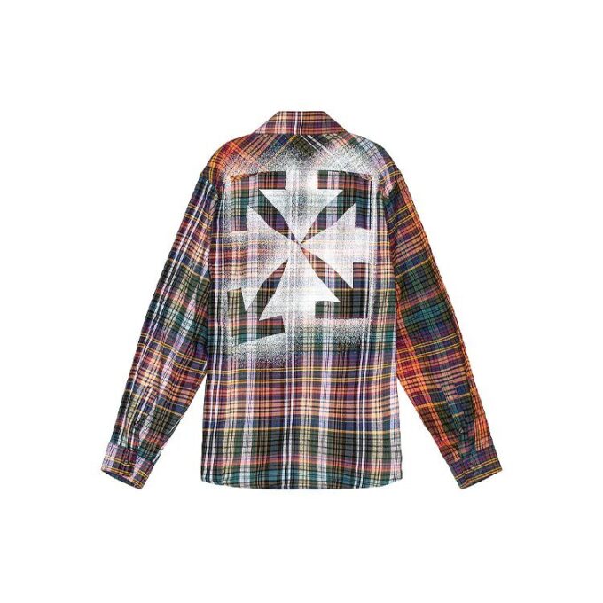 Camisa de cuadros de franela con estampado serigrafiado